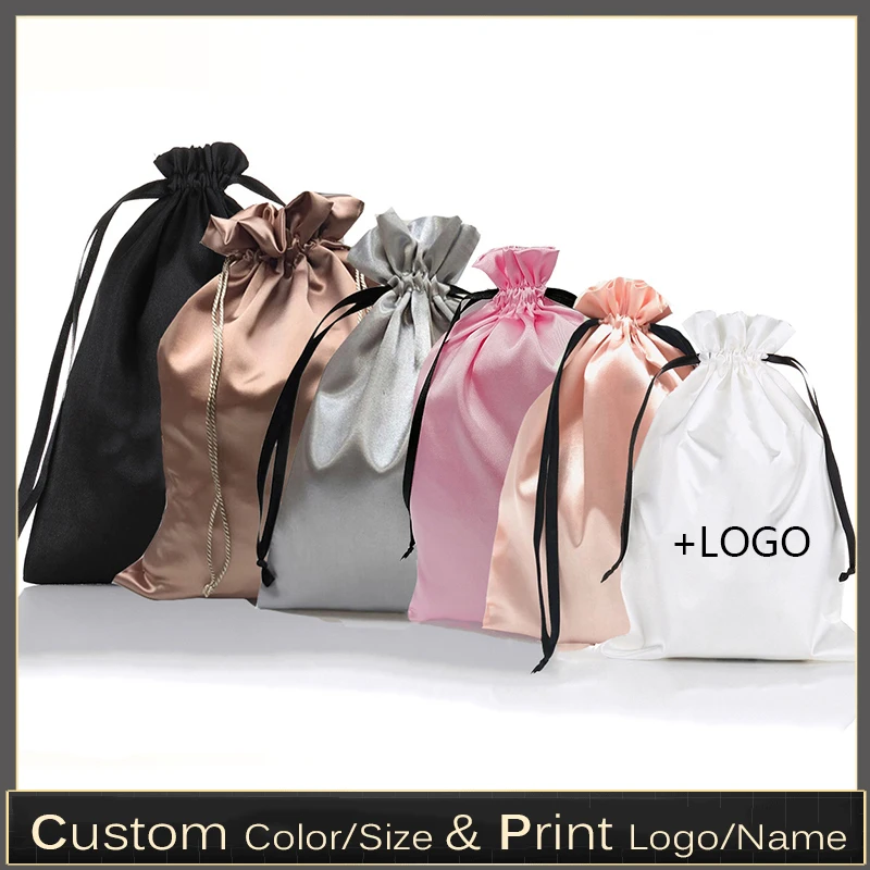 Luxury Bags And Shoes - 10PCS Custom Satin Extensions Hair Bags
