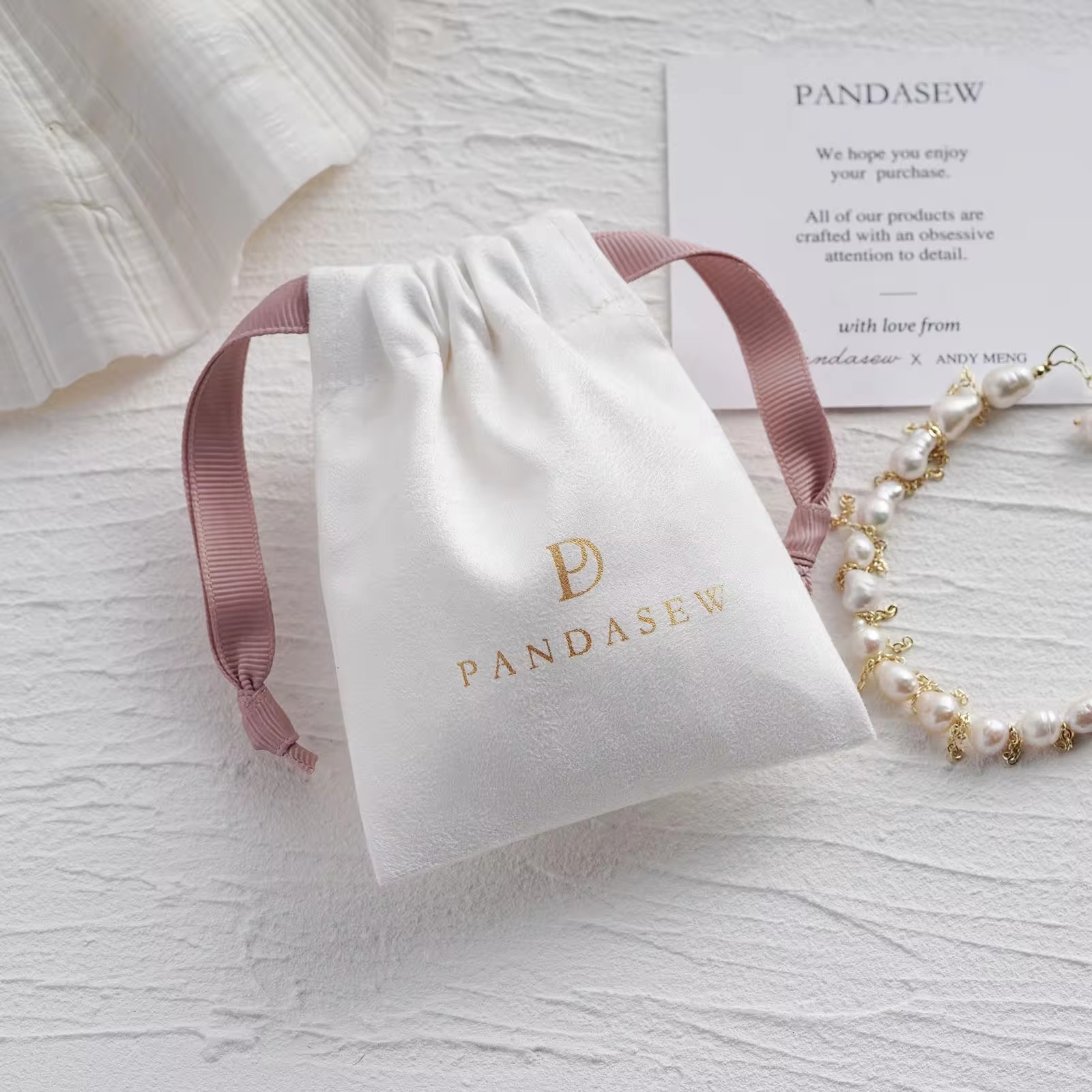 Luxury Bags Logo - Custom Logo Luxury Suede Drawstring Package