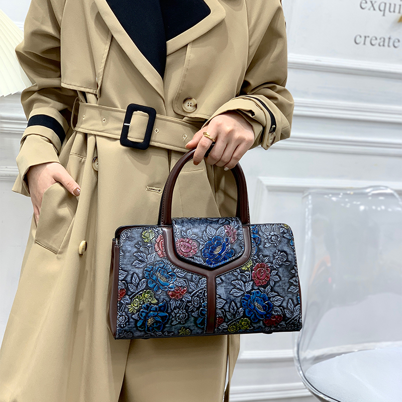Vintage Floral Embossed Boston - Luxury Bags Vegan ulasan dan harga