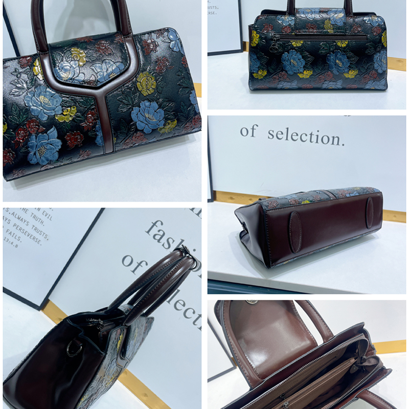 Vintage Floral Embossed Boston - Luxury Bags Vegan ulasan dan harga