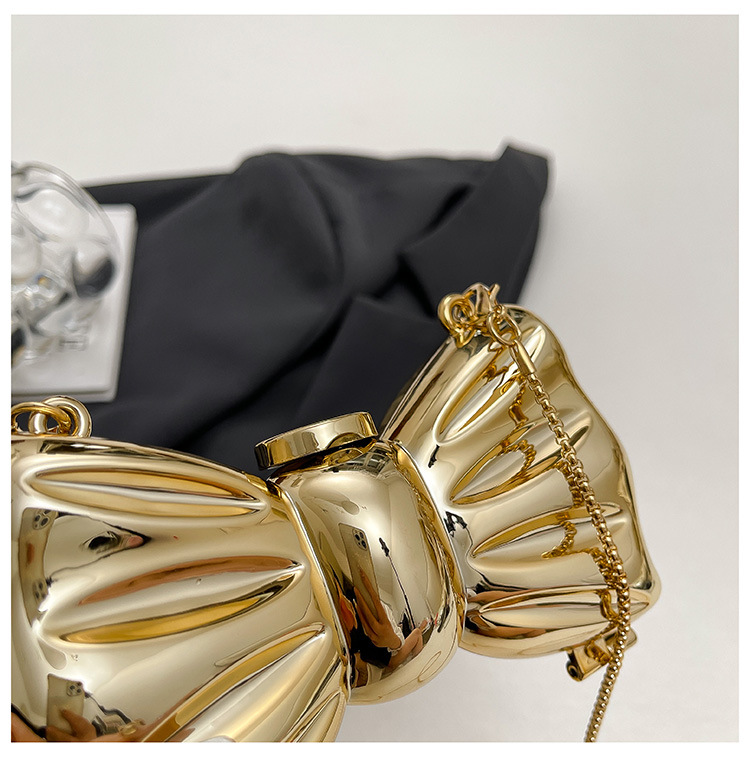 Glossy Gold Metal Bow Shaped M - Luxury Bags Mini ulasan dan harga