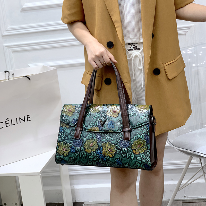 Vintage 3D Embossed Floral Han - Luxury Bags Vegan ulasan dan harga