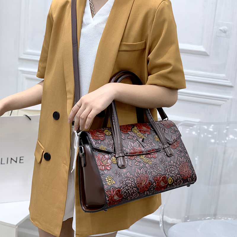 Vintage 3D Embossed Floral Han - Luxury Bags Vegan ulasan dan harga