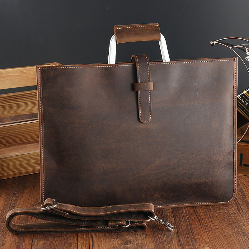 Men's Top Grain Crazy Horse Le - Briefcase Leather Slim ulasan dan harga
