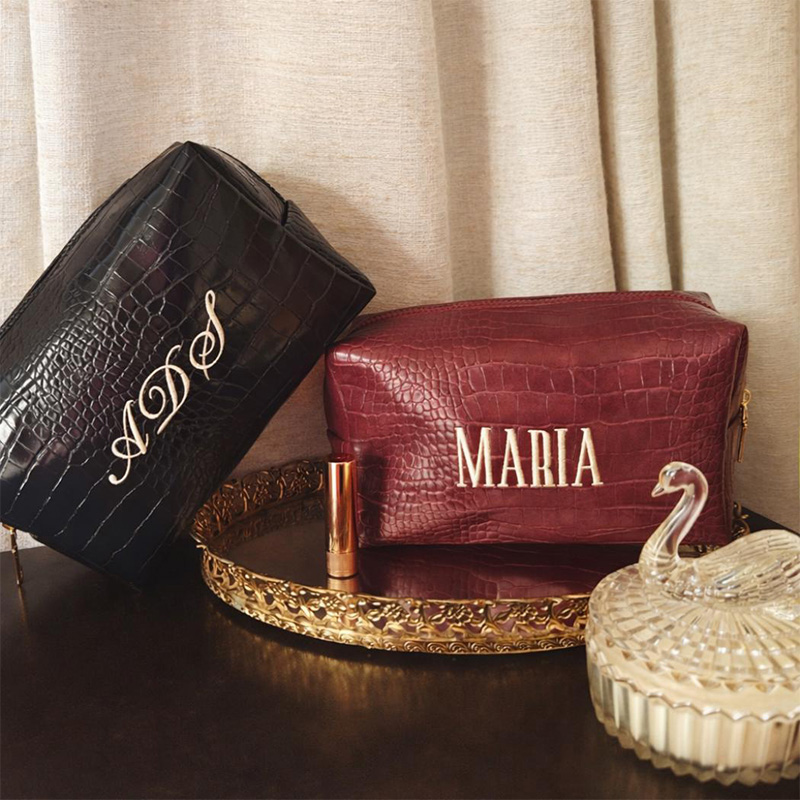 Embroidered Croc Makeup Bag Pe - Luxury Bags Vegan ulasan dan harga